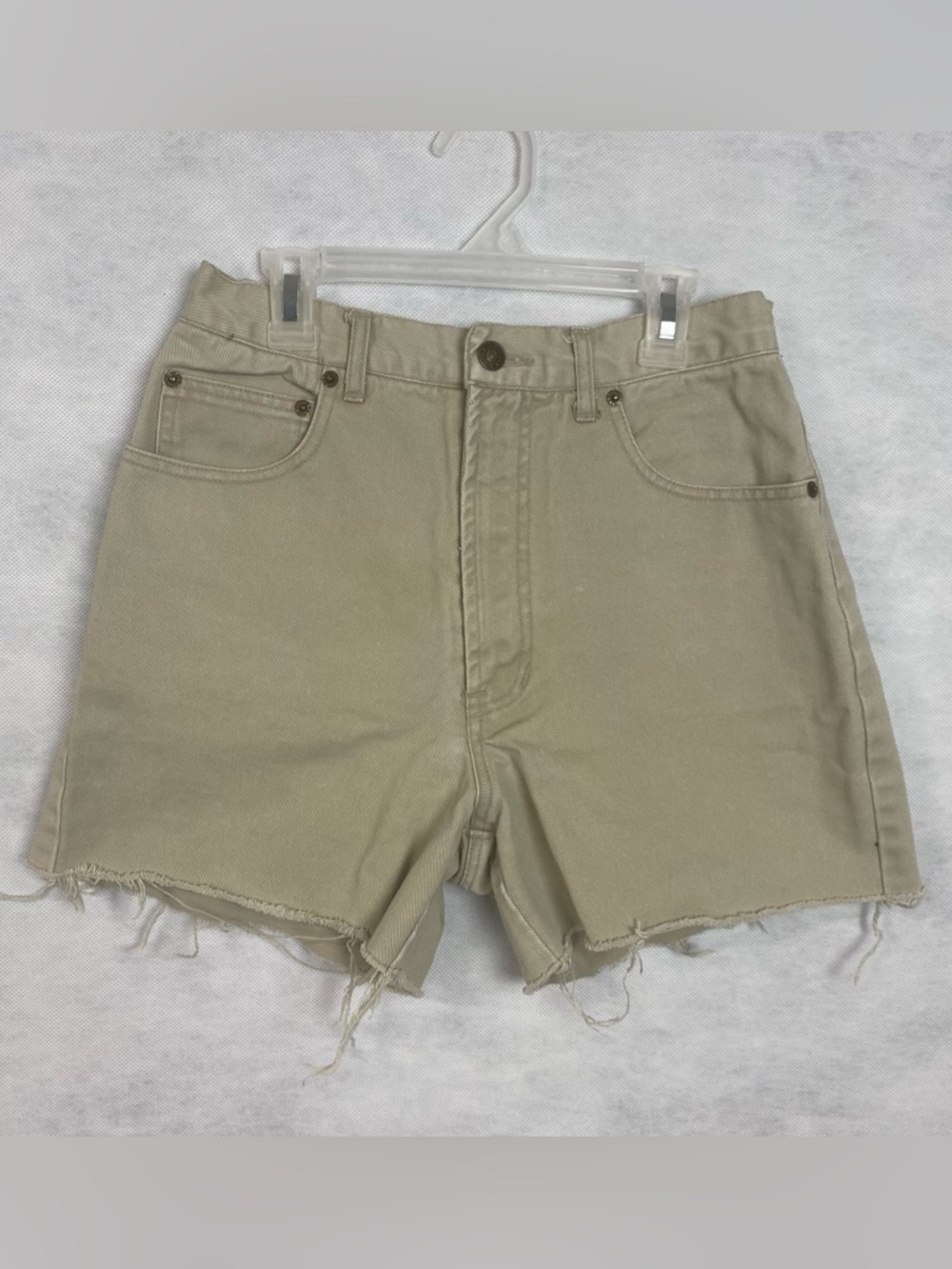 Vintage Williwear Sport Denim Shorts Womens Size 8 Tan High Rise Raw Hem